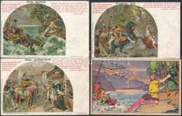 ** 4 Db RÉGI Tell Vilmos MÅ±vészlap, Litho / 4 Pre-1945 William Tell Art Postcards, Litho - Non Classés