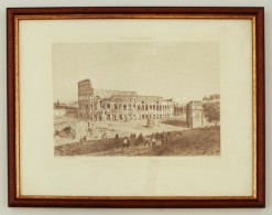 Roma Colosseum Metszet, Modern Repró, üvegezett Keretben, 14×20 Cm - Non Classés
