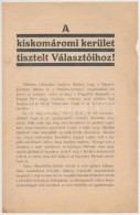 Cca 1935 A Kiskomáromi Kerület Tisztelt Választóihoz! Gróf Somssich Antal... - Non Classés