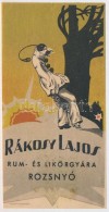 Cca 1920 Rákos Lajos Rum és LikÅ‘rgyára, Posner, Litho Számolócédula, ... - Non Classés