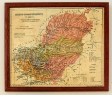 Maros-Torda Vármegye Térképe, 1:380000, üvegezett Fa Keretben, 22,5×26,5 Cm - Sonstige & Ohne Zuordnung