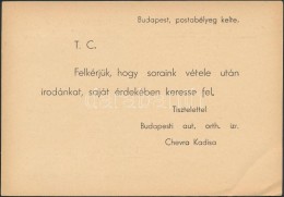 1944 A Budapesti Chevra Kadisa LevelezÅ‘lapja, Melyben Kéri Hogy A Címzett Saját... - Otros & Sin Clasificación