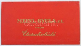 Meinl Gyula Rt. Finom Étcsokoládé Papír, 7.5x13.5 Cm., Jó állapotban. - Reclame