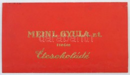 Meinl Gyula Rt. Finom Étcsokoládé Papír, 7.5x13.5 Cm., Jó állapotban. - Publicidad