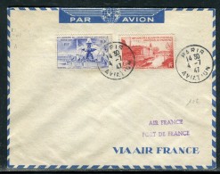 France - Enveloppe De Paris Par Avion Pour Fort De France En 1947 , Voir Cachets Recto Et Verso  Réf O 162 - 1927-1959 Cartas & Documentos