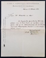 1876 A Budapesti Láng Gépgyár TisztviselÅ‘jének Német NyelvÅ± Fejléces... - Unclassified