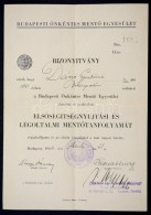 1942 Budapesti Önkéntes MentÅ‘ Egyesület Bizonyítványa, Pecséttel,... - Non Classés