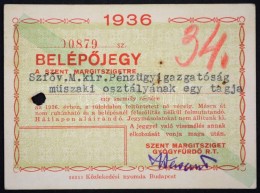 1936 Margitszigeti BelépÅ‘jegy - Non Classés
