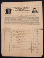 Cca 1910 Támedy Mihály Vasszerszám és Konyhaszer Kereskedés. Fejléces... - Non Classés