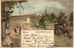 T2/T3 1899 Vienna, Wien; Abgeordnetenhaus / Government Palace, Horse Tramway, Karl Stückers Kunstanstalt Litho... - Zonder Classificatie