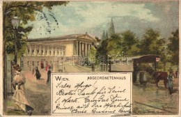 T2/T3 1899 Vienna, Wien; Abgeordnetenhaus / Government Palace, Horse Tramway, Karl Stückers Kunstanstalt Litho... - Unclassified