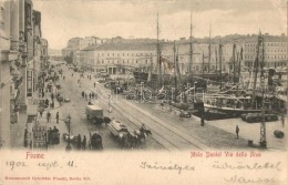 T2 Fiume, Molo Daniel Via Della Riva / Port View, Street, Wood Transpost With Horses, Ships - Unclassified