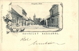 * T3 1898 Kassa, Kosice; Forgách Utca. Vitéz A. Kiadása / Street View, Floral (Rb) - Non Classés