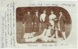 T4 1907 Jászó, Jászóvár, Jasov; Kirándulók / Hikers, Photo (lyuk /... - Zonder Classificatie