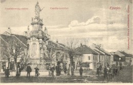 T2 Eperjes, Presov; FÅ‘ Utca, Caraffa-vesztÅ‘hely, Szentháromság Szobor / Main Street, Caraffa's... - Unclassified