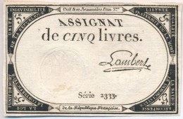 Franciaország 1793. 5L 'Assignata' T:III
France 1793. 5 Livres 'Assignat' C:F - Non Classés