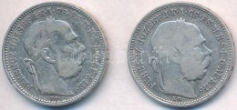 1893KB-1895KB 1K Ag 'Ferenc József' (2xklf) T:2-,3 Kis Ph., Ragasztónyom - Ohne Zuordnung