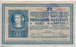1918. 25K '3108' 3mm, Vízszintesen Hullámos Hátlappal és Hamis 'Magyar... - Non Classificati