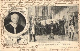 T2 1903 Ricordo Della Morte Di S. S. Leone XIII / Pope Leo XIII  Obituary Postcard, Floral - Sin Clasificación