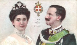 ** T2 Vittorio Emanuele III Of Italy, Elena Of Montenegro Litho - Sin Clasificación