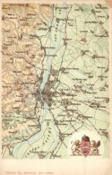 ** T3/T4 Budapest Térképe Címerrel, Károlyi Gy. / Map Of Budapest With Coat Of Arms... - Zonder Classificatie