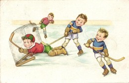 T2/T3 Boys Playing Ice Hockey, Humour, Amag No. 0448. (EK) - Ohne Zuordnung