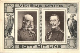 ** T2 Viribus Unitis, Gott Mit Uns / Franz Joseph And Wilhelm II, Propaganda Card - Unclassified