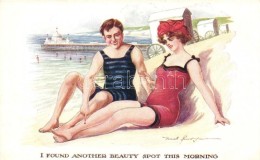 ** T2 I Found Another Beauty Sport This Morning / Couple Humour, Seaside Series No. 124., Artist Signed - Non Classés