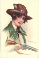 * T1/T2 Hunting Lady, Italian Art Deco Postcard S: Busi - Non Classés