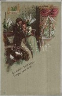 ** T2/T3 'Du Meiner Seele Licht, Vergiss Mein Nicht' / Romantic Couple, Metallic Decorated (EK) - Non Classés