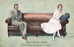 ** T2 'Friedensverhandlungen / Béketárgyalások' Artist Signed Romantic Postcard - Ohne Zuordnung