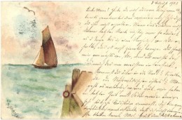 T4 Hand Painted Art Postcard, Ship S: B. Schmeja  (cut) - Ohne Zuordnung