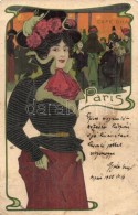 * T3 Paris, Cafe D'Ha / Rigler J. E.; Art Nouveau Lady Art Postcard, Litho  (EB) - Unclassified