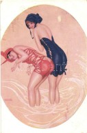 * T3 La Mer Fleurie. 21 Marque L.- E. Modeles Deposes, Paris / French Art Nouveau Postcard S: Raphael Kirchner... - Ohne Zuordnung