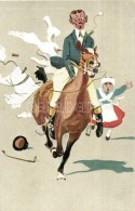 ** T2 Man On Horse With Women, Humour, Litho - Zonder Classificatie