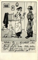 T2/T3 At The Photographer; WWII German Military, Artist Signed Humourous Postcard (EK) - Non Classés