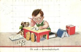 T2/T3 'Oh Ezek A Keresztrejtvények' / Child Solving Crosswords With Dog, Humorous S: John Wills (EB) - Sin Clasificación