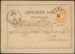 1872 Díjjegyes LevelezÅ‘lap 'ÉLESD' - 'PEST' - Other & Unclassified