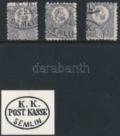 O 1871 3 Db Réznyomat 25kr  / 3 X Mi 13 Ovális/oval 'K.K. POST KASSE SEMLIN' - Andere & Zonder Classificatie