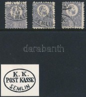 O 1871 3 Db Réznyomat 25kr  / 3 X Mi 13 Ovális/oval 'K.K. POST KASSE SEMLIN' - Other & Unclassified