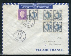 France - Enveloppe De Paris Par Avion Pour Brazzaville En 1946 , Voir Cachets Recto Et Verso  Réf O 172 - 1927-1959 Covers & Documents