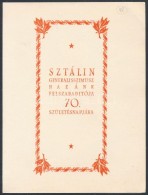 1949 Sztálin Vágott Sor Emléklapon (3.500) - Autres & Non Classés