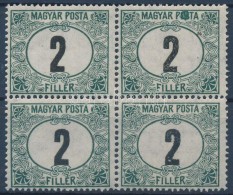 ** * 1920 Magyar Posta Portó 2f 4-es Tömbben (bal FelsÅ‘ Bélyegen Falc) - Sonstige & Ohne Zuordnung