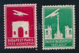 1933 Budapest-Párizs 2 Db Levélzáró - Sin Clasificación