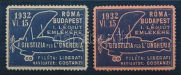 1932 Budapest-Róma Repülés 2 Db Klf SzínÅ± Levélzáró - Zonder Classificatie