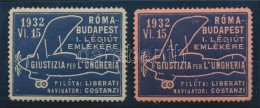 1932 Budapest-Róma Repülés 2 Db Klf SzínÅ± Levélzáró - Sin Clasificación