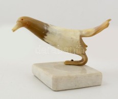 Szaruból Készült Madár Figura, MÅ±kÅ‘ Talapzattal, M:10 Cm, H:17 Cm - Autres & Non Classés