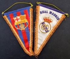 2 Db Futballzászló (Real Madrid, Barcelona), H: 26 Cm - Autres & Non Classés