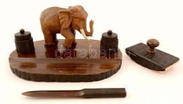 Cca 1940 Elefántfigurás íróasztali Készlet (tintatartó Porcelán... - Sonstige & Ohne Zuordnung