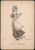 Cca 1860 Csokoládé-árus Lány Litográfia / Chocholate Seller Girl, Lithography... - Estampas & Grabados